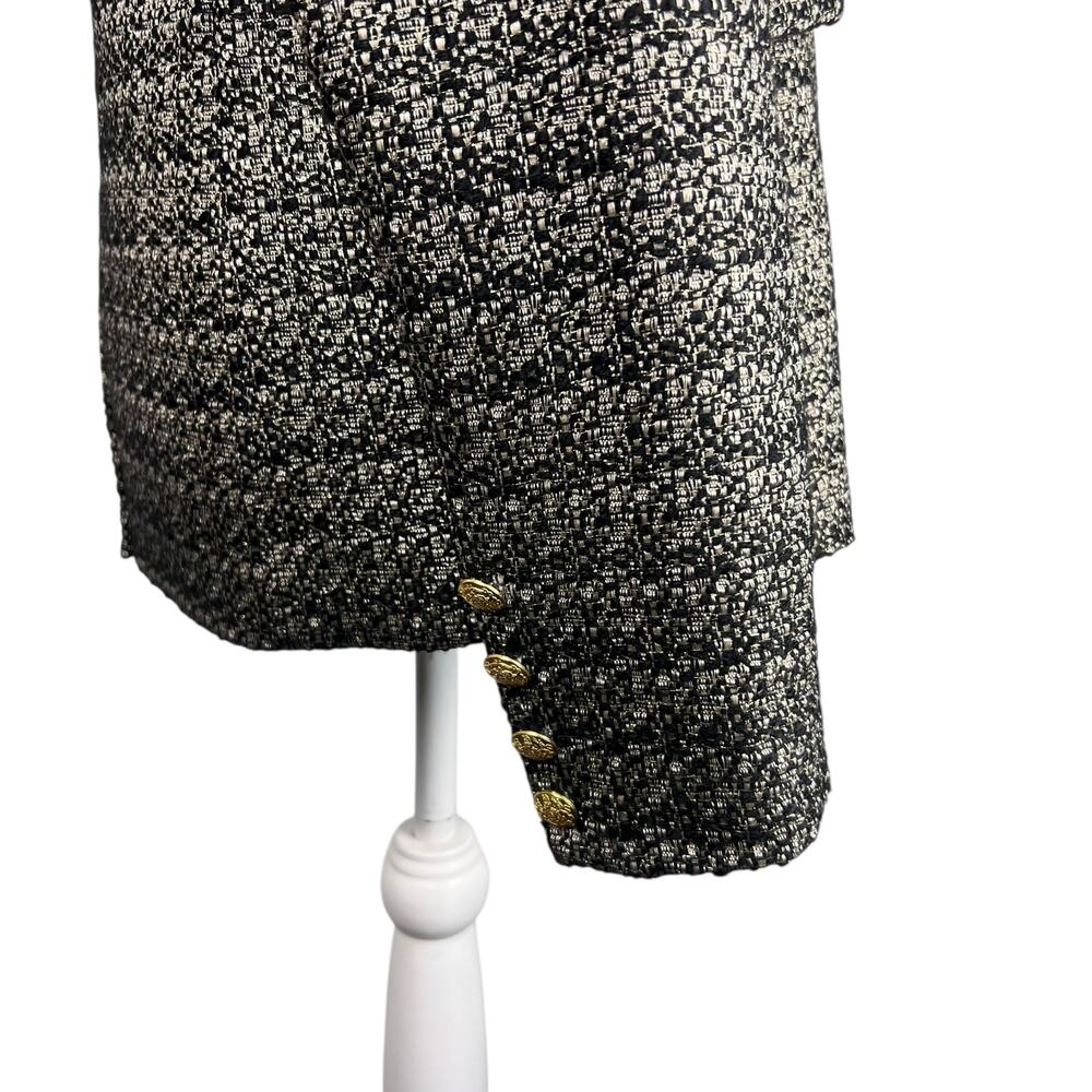 Evereve Black Cream Metallic Tweed Gold Button Blazer Jacket - Picture 6 of 8